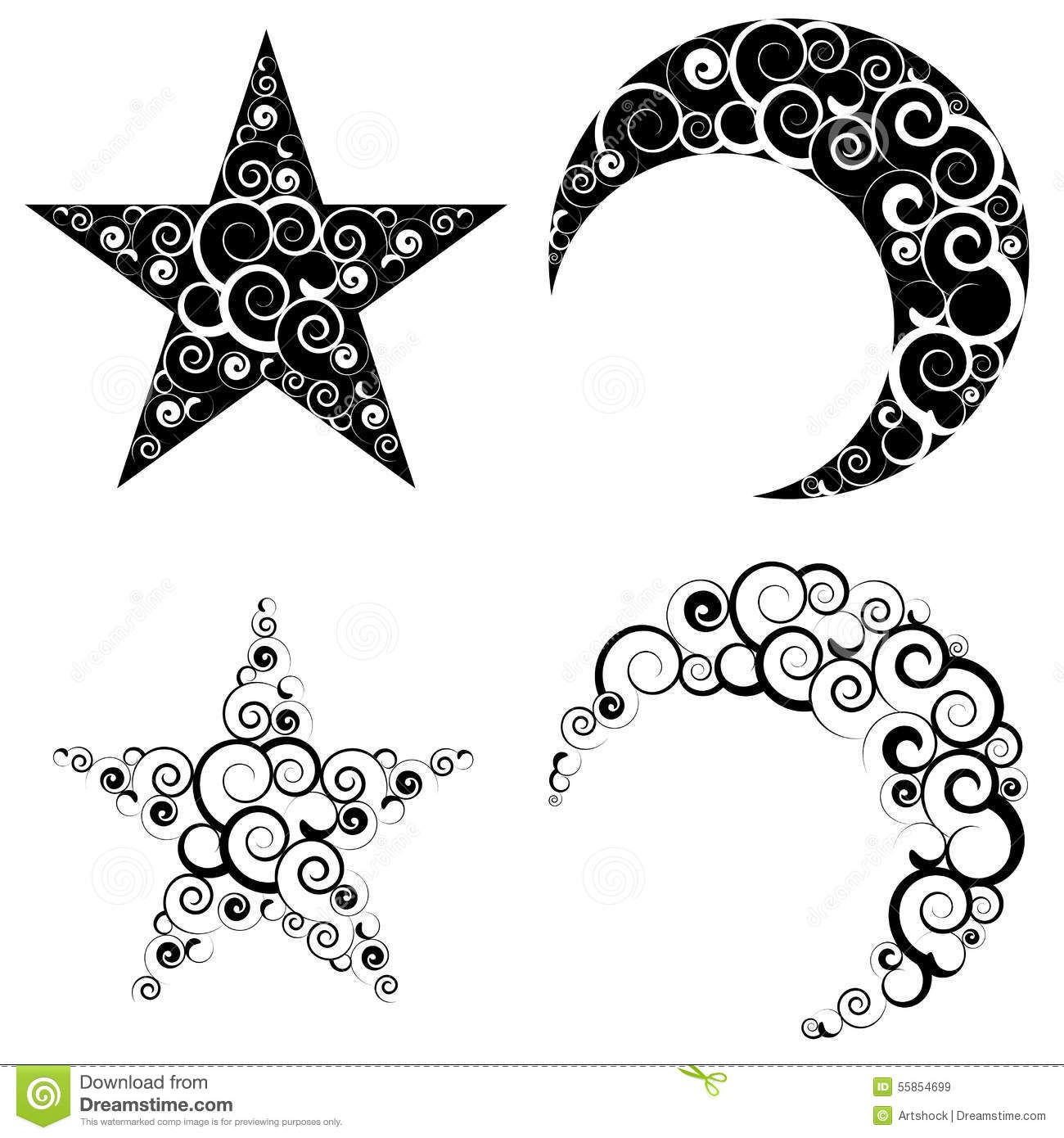 1300x1390 Crescent Moon And Star Symbols