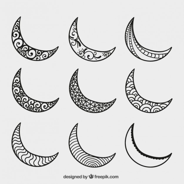 626x626 Hand Drawn Crescent Moons Vector Free Download
