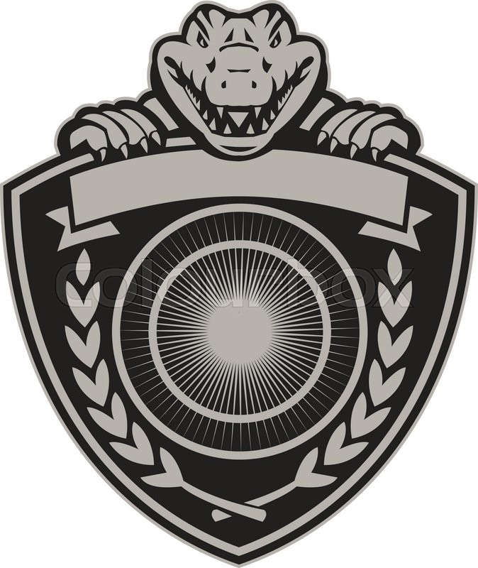 674x800 Illustration Of Coat Of Arms Of An Angry Gator Alligator Crocodile