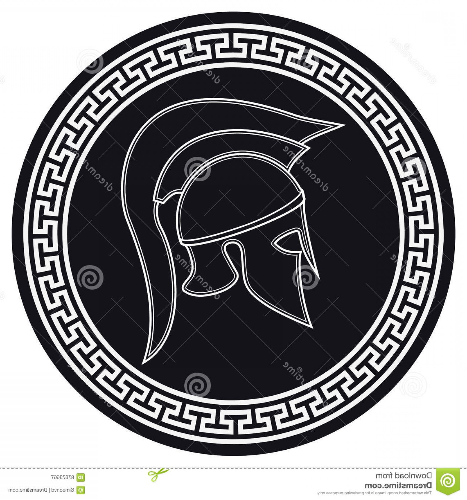 1560x1668 Stock Illustration Ancient Greek Helmet Crest Shield White