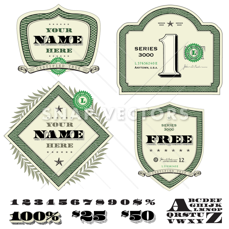 800x800 Vector Money And Dollar Frame Set