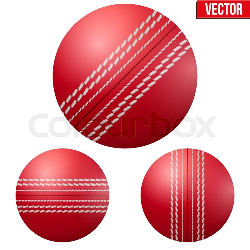 800x800 Traditional Shiny Red Cricket Ball. Vector Illustration On