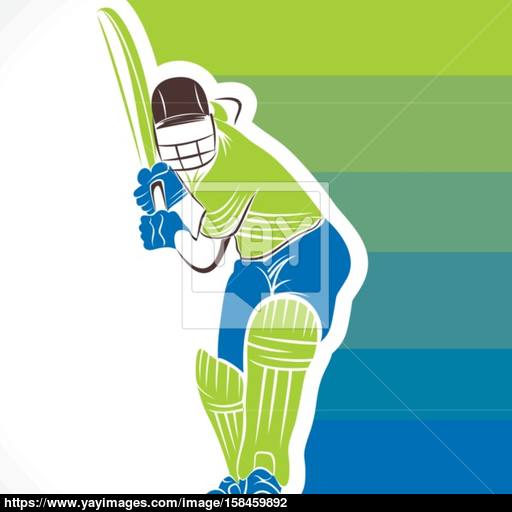 512x512 Creative Abstract Cricket Player Design By Brush Stroke Vector