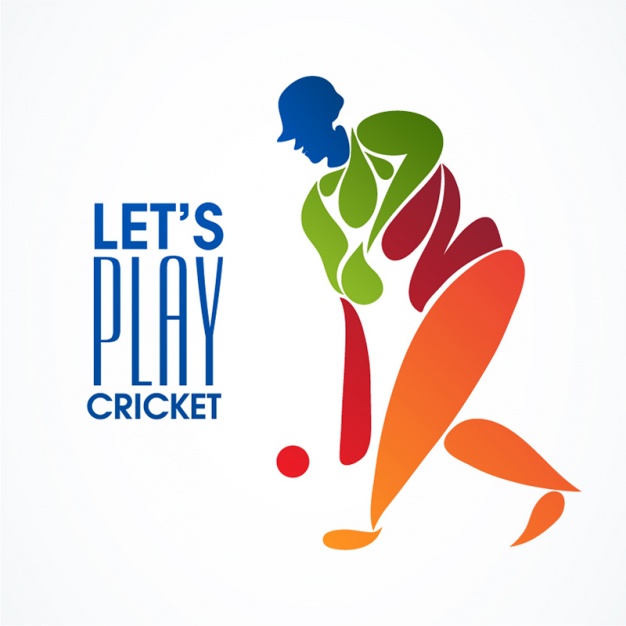 626x626 Colored Background With Abstract Cricket Player Vector Premium