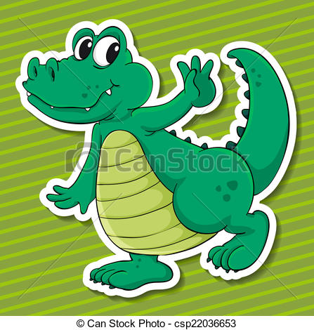447x470 Crocodile. Illustration Of A Crocodile With Green Background.