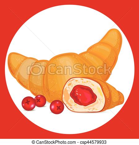 450x470 Croissant With Cranberry Icon. Croissant Vector Illustration.