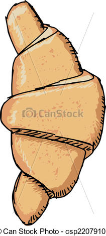 211x470 Hand Drawn, Sketch Illustration Of Croissant.