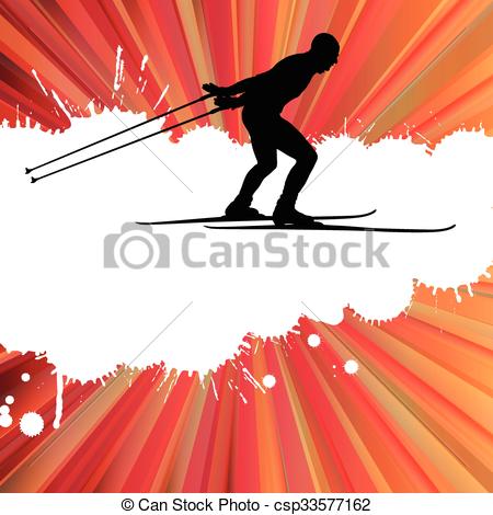 450x470 Cross Country Skiing Man Vector Background Concept Illustration.