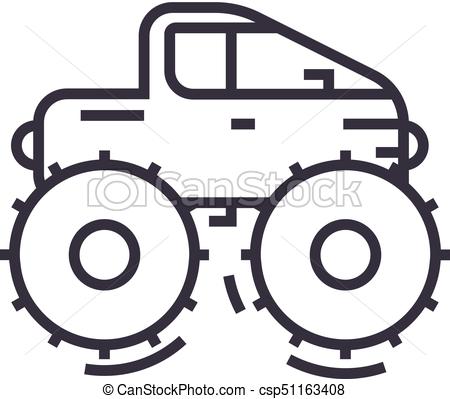 450x399 Cross Country Vehicle,jeep Vector Line Icon, Sign, Illustration On