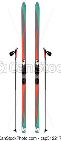 204x470 Pair Of Cross Country Skis With Ski Poles Isolated.