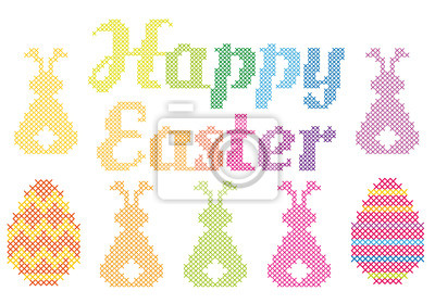 400x280 Happy Easter Cross Stitch, Vector Wall Mural Brainstorming