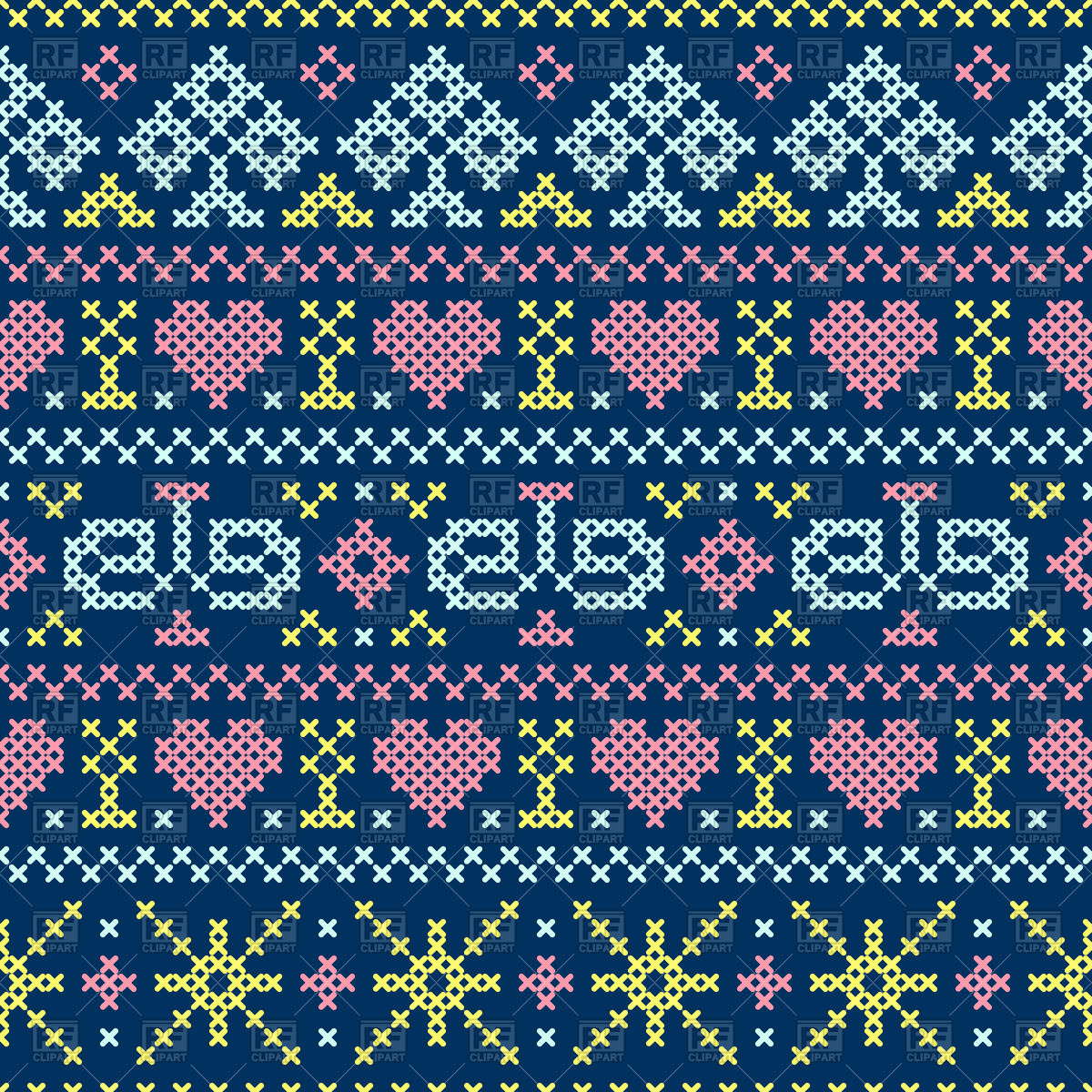 1200x1200 Seamless Embroidery Cross Stitch Style Pattern Vector Image