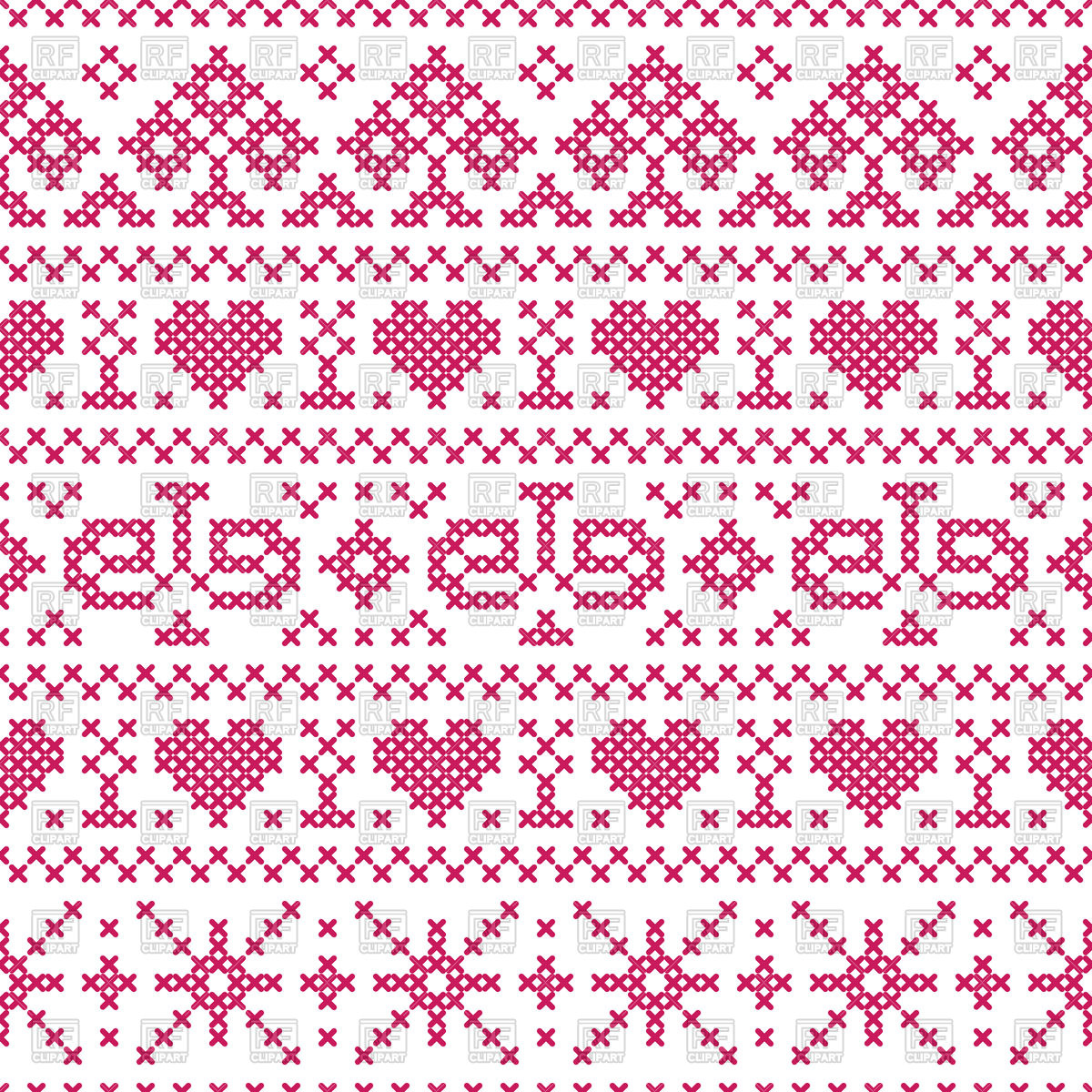 1200x1200 Seamless Pattern In Embroidery Cross Stitch Style Vector Image