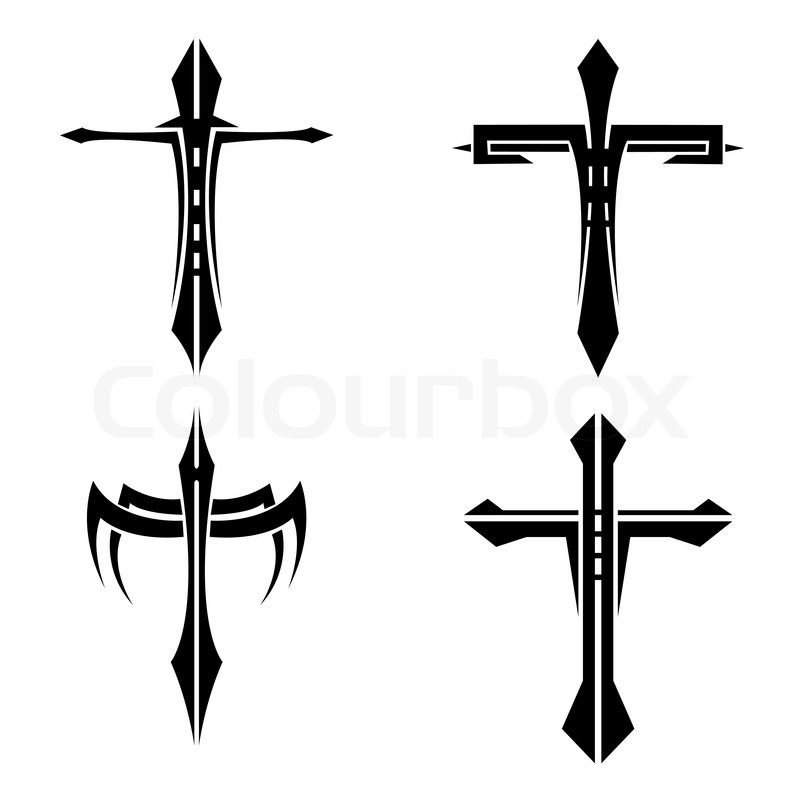 800x800 Set Of Black And White Crosses Tattoo Stock Vector Colourbox