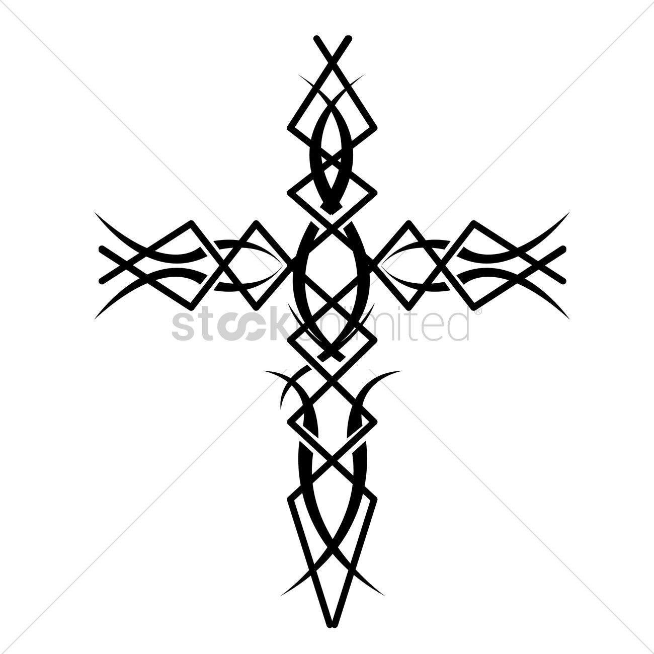 1300x1300 Tribal Cross Tattoo Vector Image