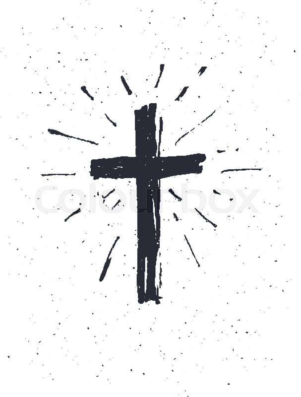 607x800 Hand Drawn Black Grunge Cross Icon, Simple Christian Cross Sign