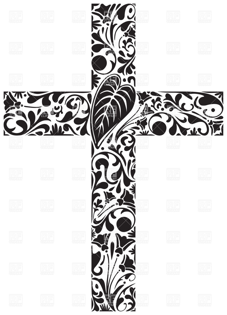 865x1200 Floral Ornament In Shape Of A Cross Vector Image Vector Artwork