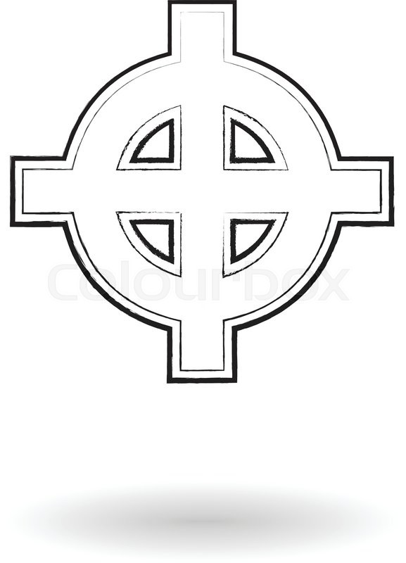577x800 Celtic Cross Sketch Vector Illustration, Cross Silhouette Isolated