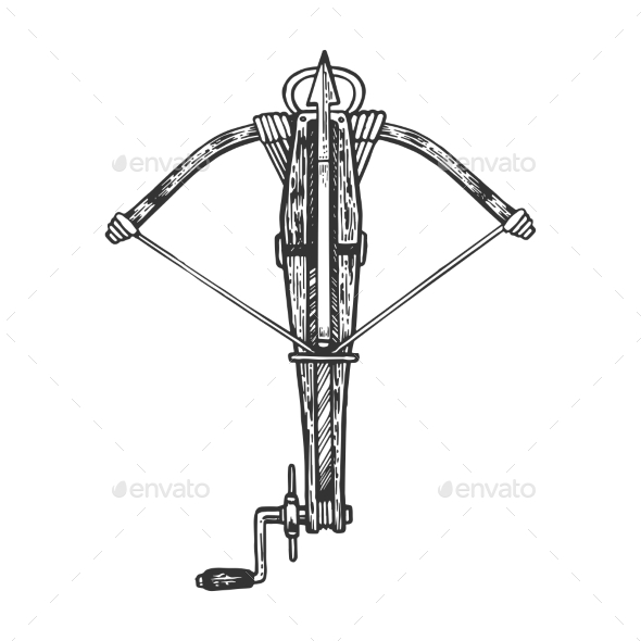 590x590 Crossbow Weapon Engraving Vector Illustration By Alexanderpokusay