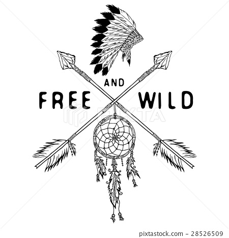 450x468 Dreamcatcher Crossed Arrows Headdress Vector