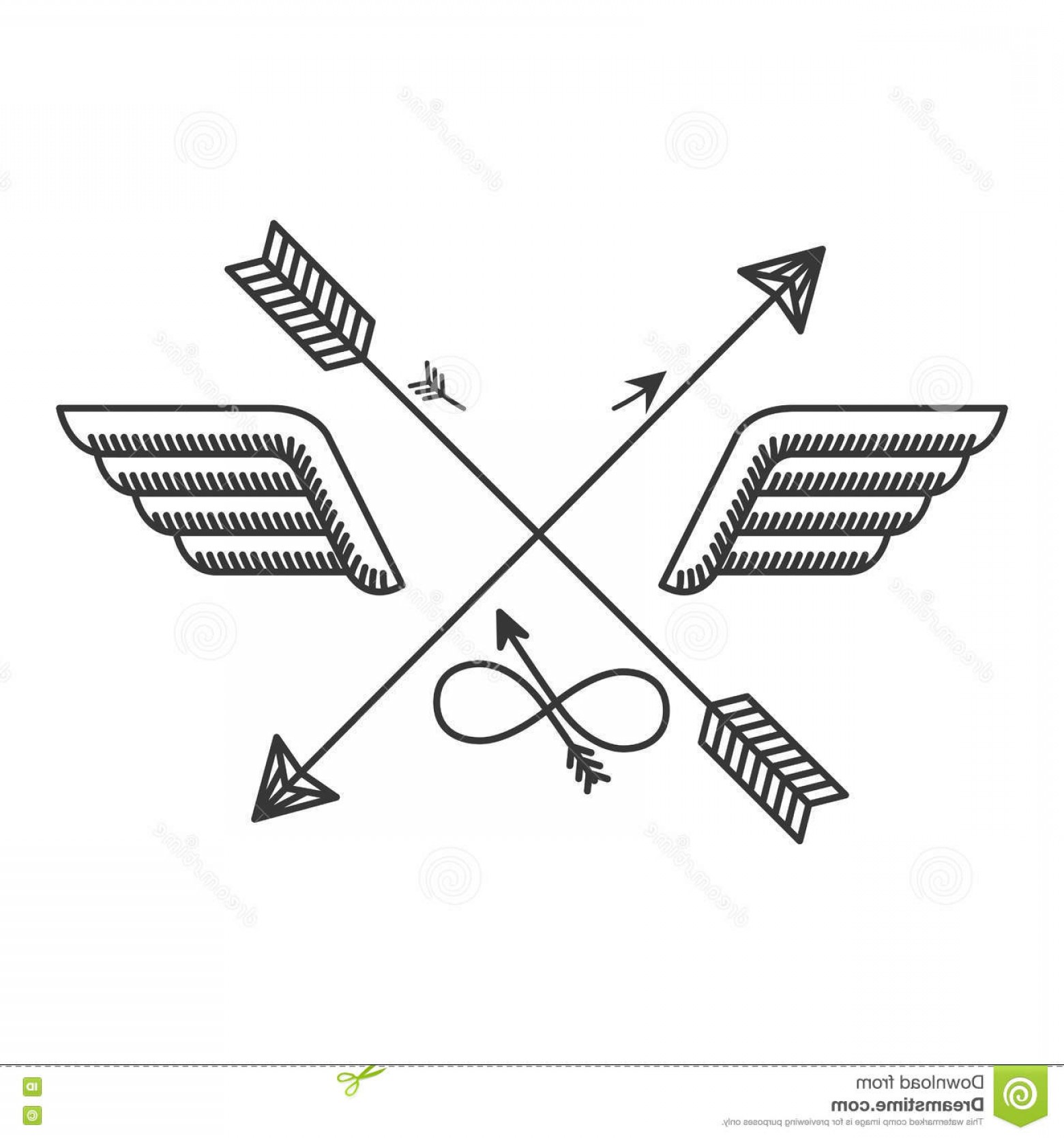 1560x1668 Stock Illustration Silhouette Wings Crossed Arrows Vector