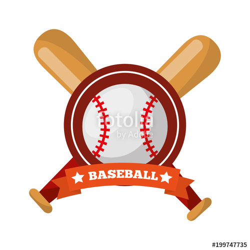 500x500 Baseball Ball Bats Crossed Game Sport Emblem Vector Illustration