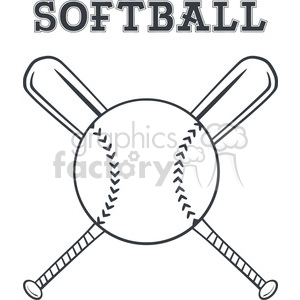 300x300 Royalty Free Softball Over Crossed Bats Logo Design Vector