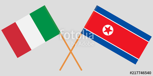 500x250 Crossed Flags Italy And North Korea. Official Colors. Correct