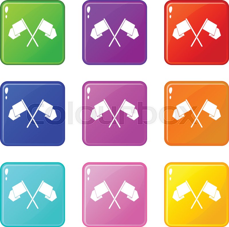 800x793 Crossed Flags Icons Of 9 Color Set Isolated Vector Illustration