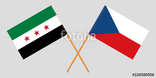 500x250 Crossed Flags Of Czech Republic And Syria Opposition. Official