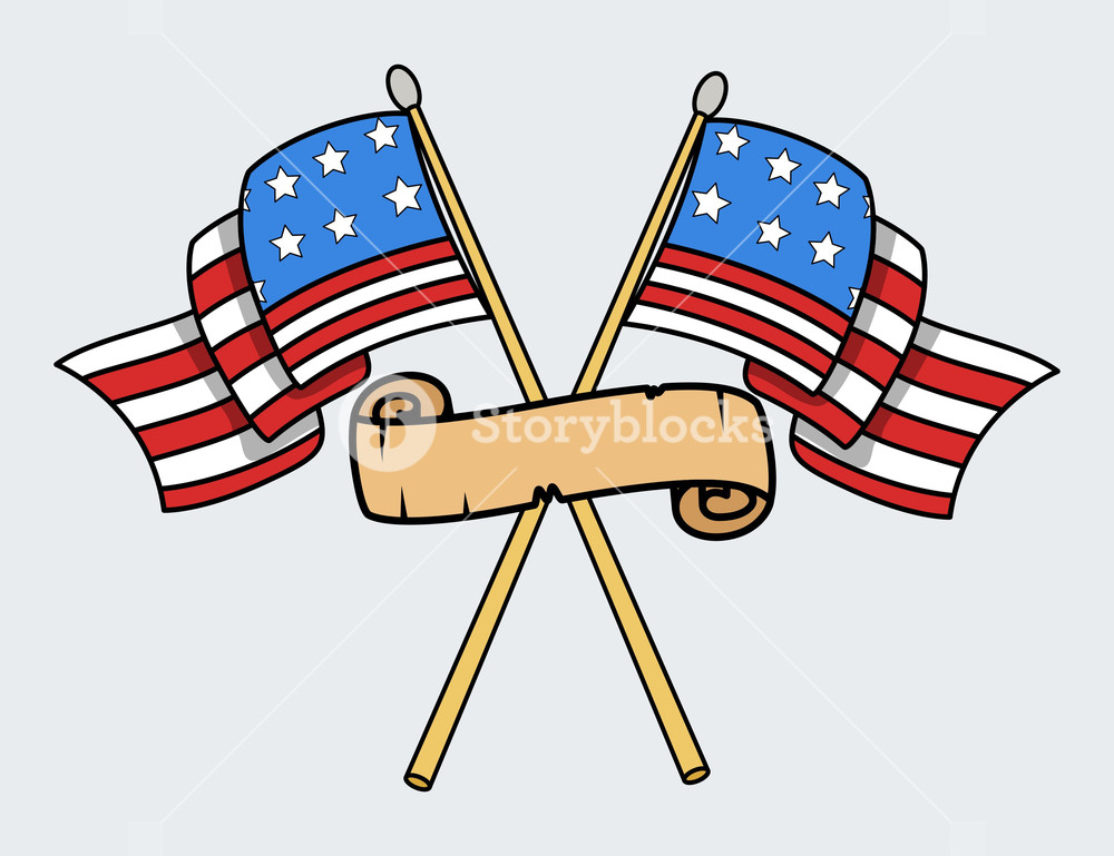 1000x769 Happy 4th Of July Usa Crossed Flags Vector Illustration Royalty