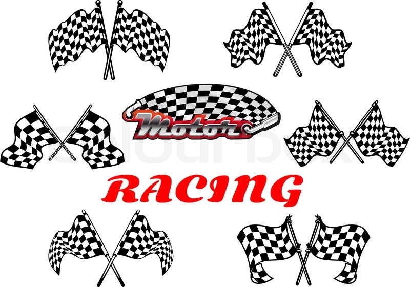 800x560 Heraldic Vector Black And White Checkered Racing Flags Showing