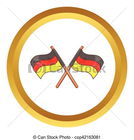450x470 Two Crossed Flags Of Germany Vector Icon In Golden Circle, Cartoon
