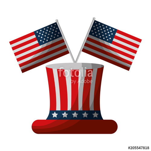 500x500 United States Of America Hat With Crossed Flags Vector