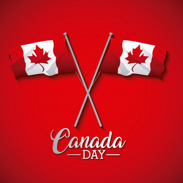 626x626 Canada Day Two Crossed Flags Celebrate Date Vector Premium Download