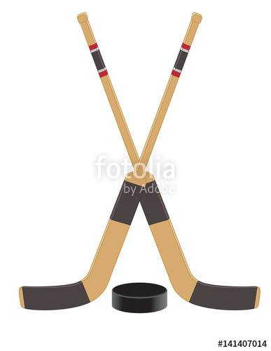 387x500 Goalie Hockey Sticks Crossed With Puck Stock Image And Royalty