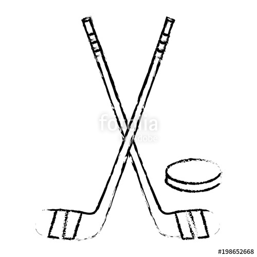 500x500 Hockey Sticks Crossed And Puck Sport Vector Illustration Sketch