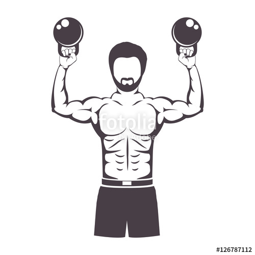 500x500 Muscular Man Lifting Weights For Crossfit Vector Illustration