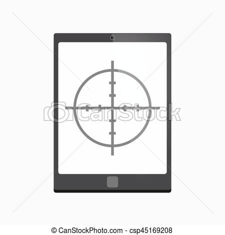 450x470 Isolated Tablet Pc With A Crosshair. Illustration Of An Isolated