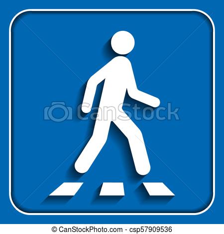 450x470 Pedestrian Crossing Sign. Crosswalk Flat Icon, Isolated On White