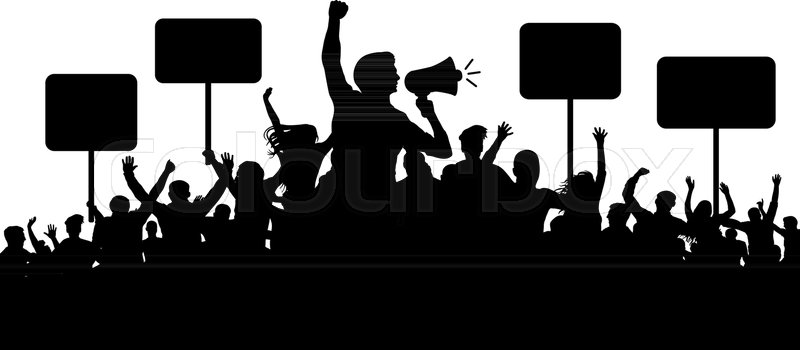800x350 Crowd Of People Silhouette Vector. Transparent, Protest Slogans