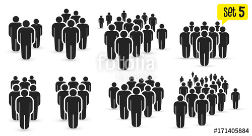 500x270 People Icon Set In Trendy Flat Style. Persons Symbol For Your