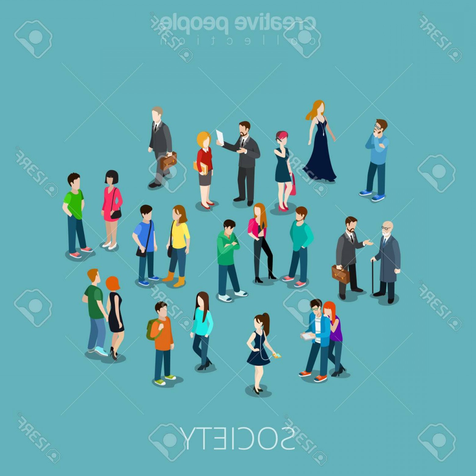1560x1560 Photostock Vector Isometric Flat Crowd Of People Vector