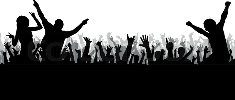 800x341 Concert Disco, Dancing Crowd Silhouette Stock Vector Colourbox