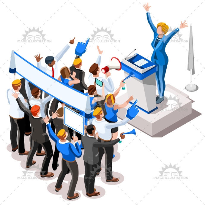 690x690 Election Infographic Convention Crowd Vector Isometric People