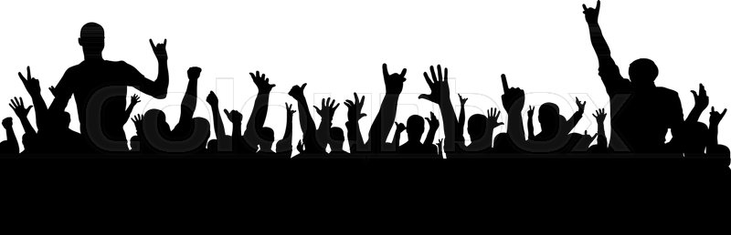 800x258 Rock Concert Silhouette. A Crowd Of People