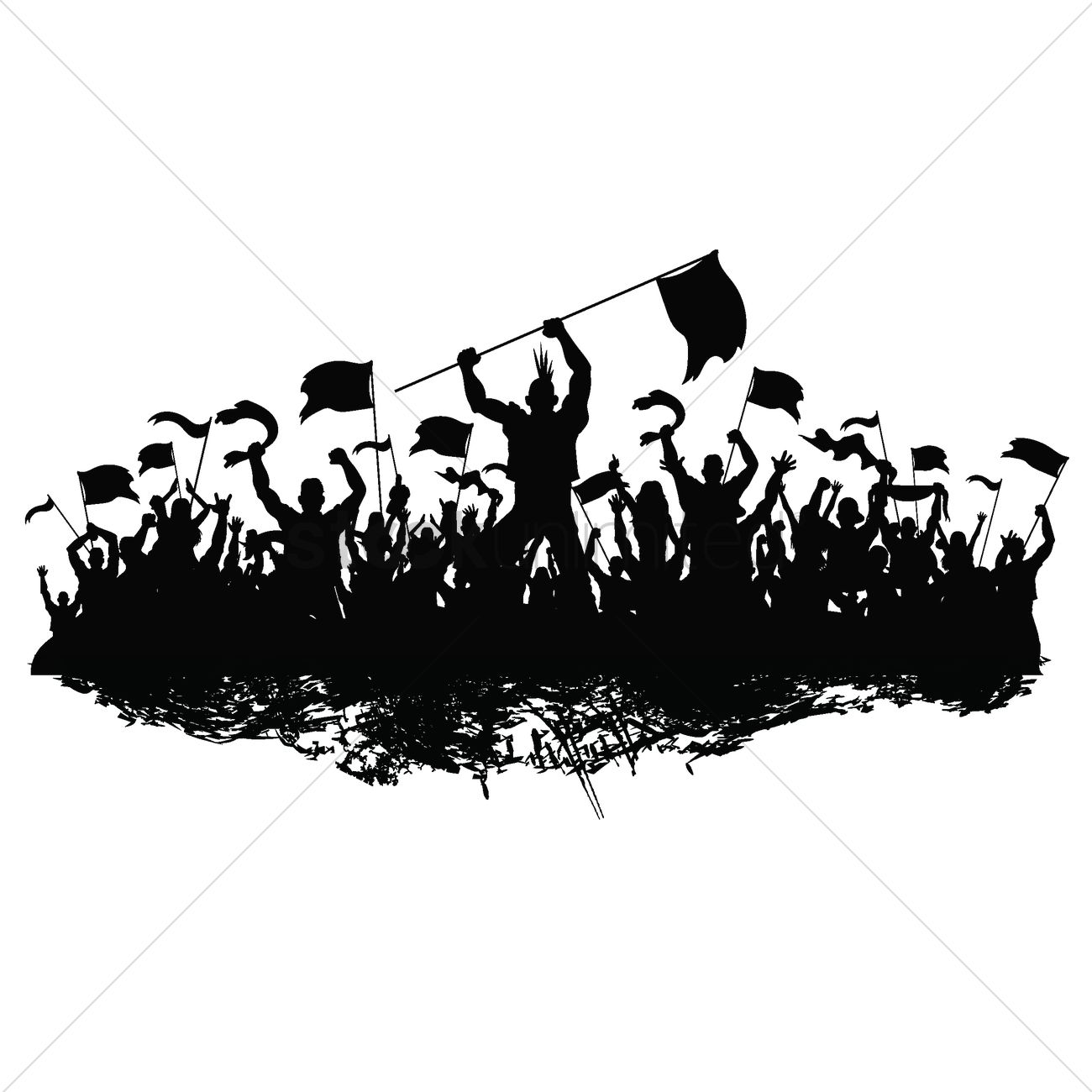 1300x1300 Silhouette Of Protesting Crowd Vector Image