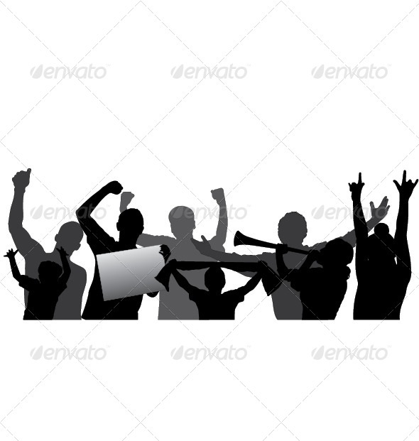 590x621 Sports Fans, Cheering Crowd Vector Silhouettes. By Only4denn