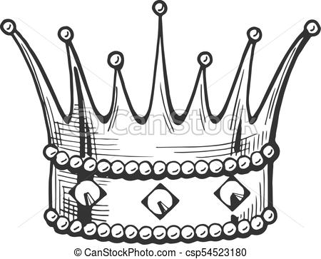 450x363 Vector Medieval King Crown Icon. Middle Age Hand Drawn