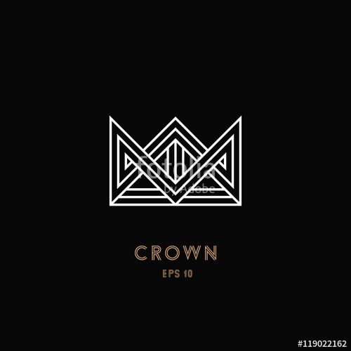 500x500 Crown Logo, Geometric Monogram. Line Design. Vector Illustration